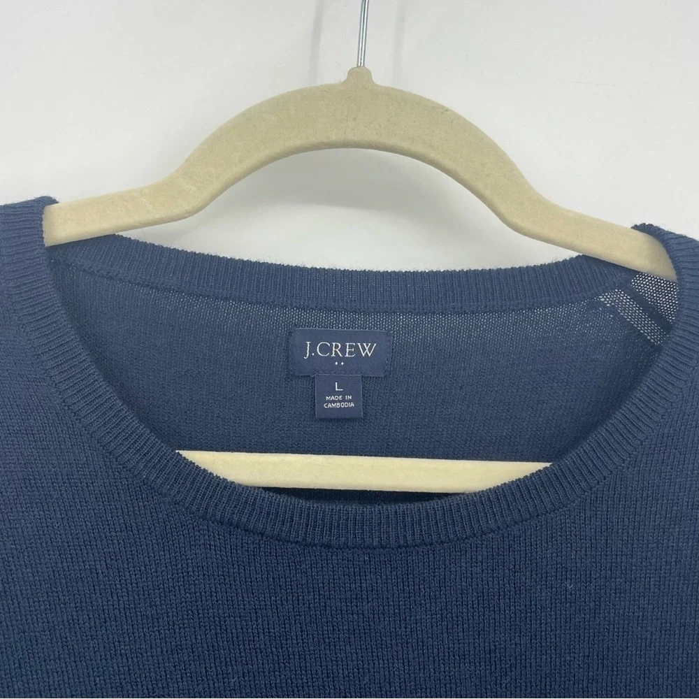 J Crew Machine-washable merino‎ wool-blend crewneck sweater AP638 navy blue Sz L